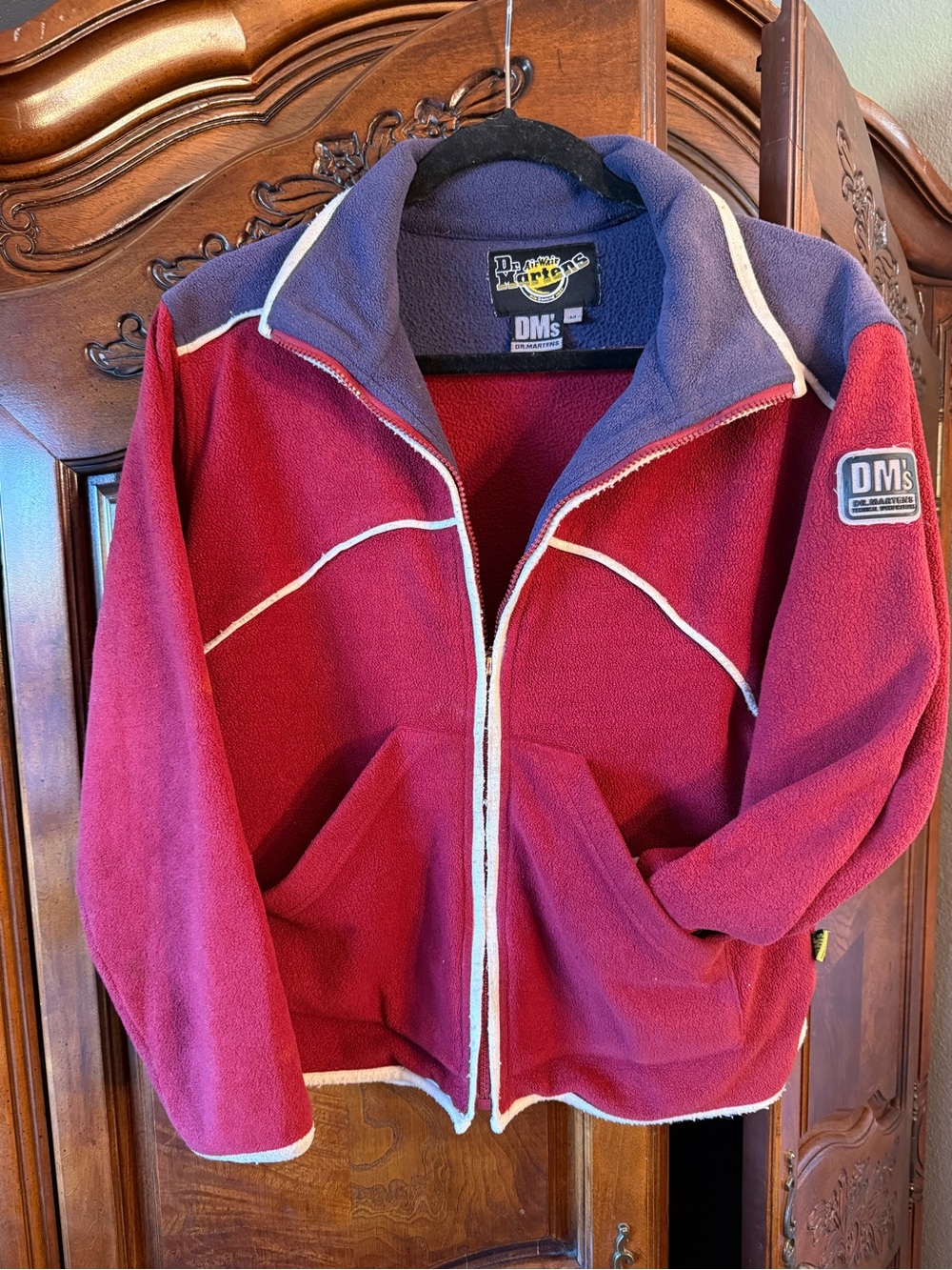 Vintage Dr. Martens AirWair DMS Red & Navy Fleece Jacket | Y2K